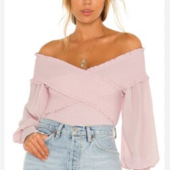 BB Dakota by Steve Madden Blush Pink Smocked Puff Sleeve Top L NWT Romantic Boho - Picture 2 of 11